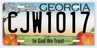 GA license plate CJW1017