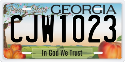 GA license plate CJW1023