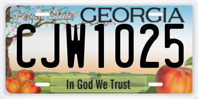 GA license plate CJW1025