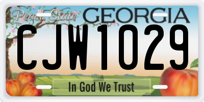 GA license plate CJW1029