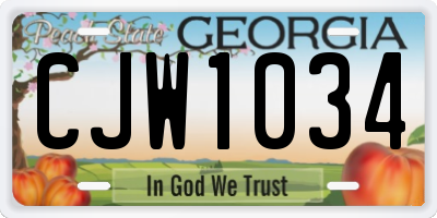 GA license plate CJW1034