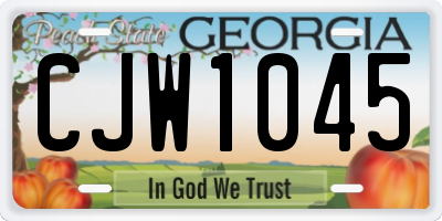 GA license plate CJW1045