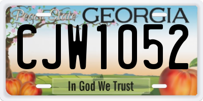 GA license plate CJW1052