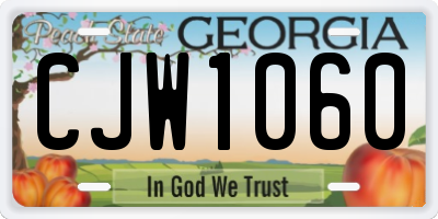 GA license plate CJW1060
