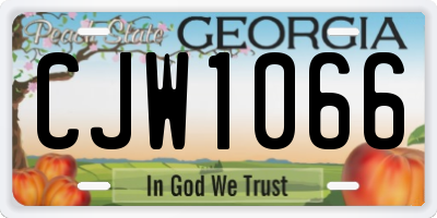 GA license plate CJW1066