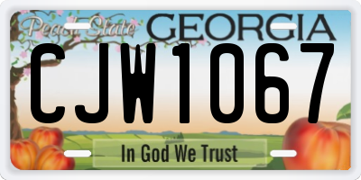 GA license plate CJW1067