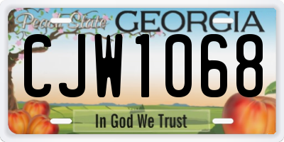 GA license plate CJW1068
