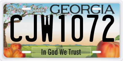 GA license plate CJW1072