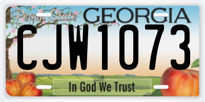 GA license plate CJW1073