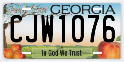 GA license plate CJW1076
