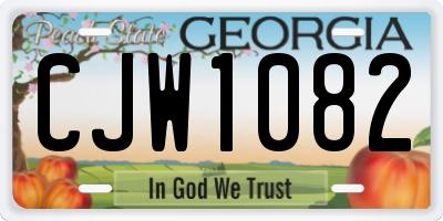 GA license plate CJW1082