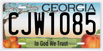 GA license plate CJW1085