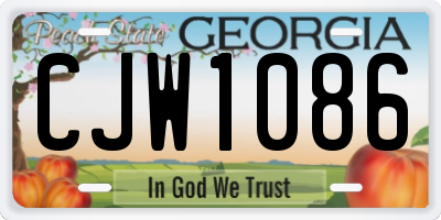 GA license plate CJW1086