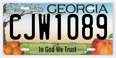 GA license plate CJW1089
