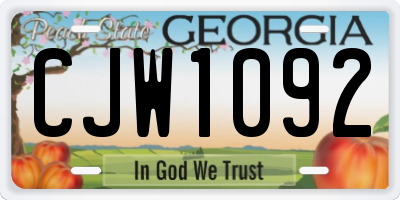 GA license plate CJW1092