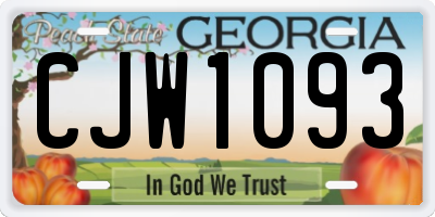 GA license plate CJW1093