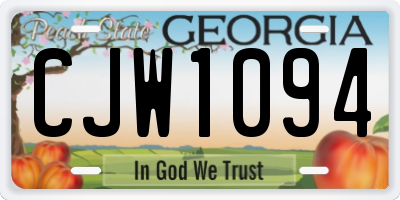 GA license plate CJW1094