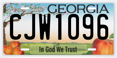 GA license plate CJW1096