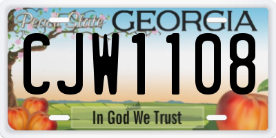 GA license plate CJW1108