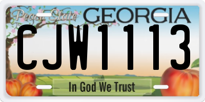 GA license plate CJW1113