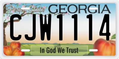 GA license plate CJW1114