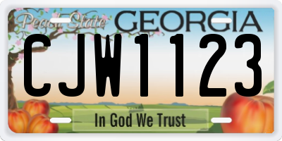 GA license plate CJW1123