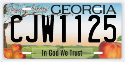 GA license plate CJW1125