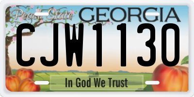 GA license plate CJW1130