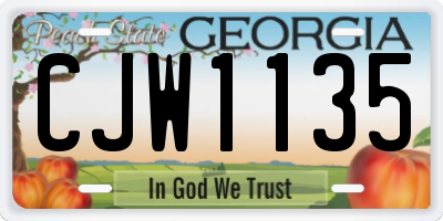 GA license plate CJW1135