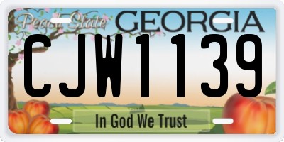 GA license plate CJW1139