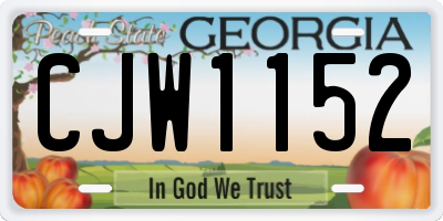 GA license plate CJW1152