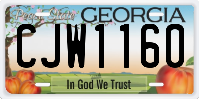 GA license plate CJW1160