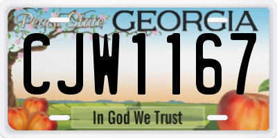 GA license plate CJW1167