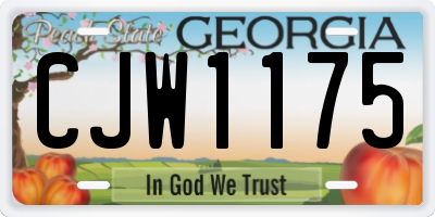 GA license plate CJW1175