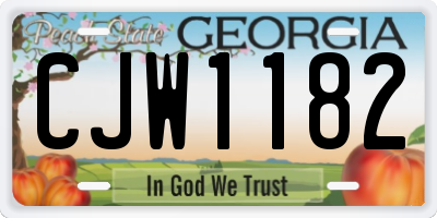 GA license plate CJW1182