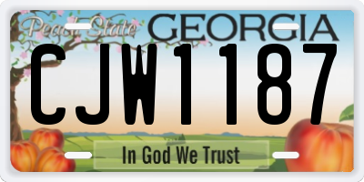 GA license plate CJW1187