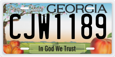 GA license plate CJW1189