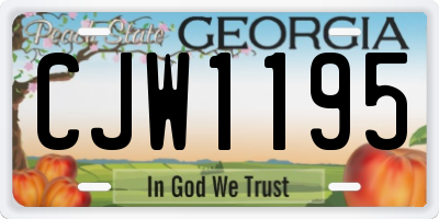 GA license plate CJW1195