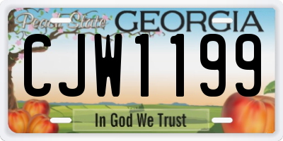 GA license plate CJW1199