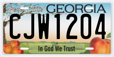 GA license plate CJW1204