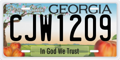 GA license plate CJW1209
