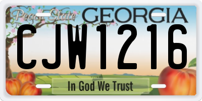 GA license plate CJW1216