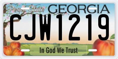 GA license plate CJW1219