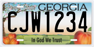 GA license plate CJW1234