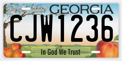 GA license plate CJW1236
