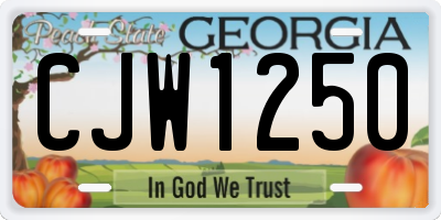GA license plate CJW1250