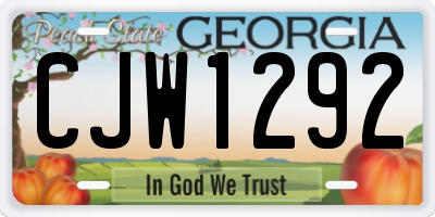 GA license plate CJW1292