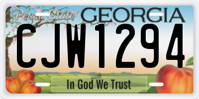 GA license plate CJW1294