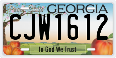 GA license plate CJW1612