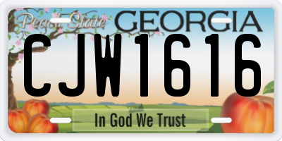 GA license plate CJW1616